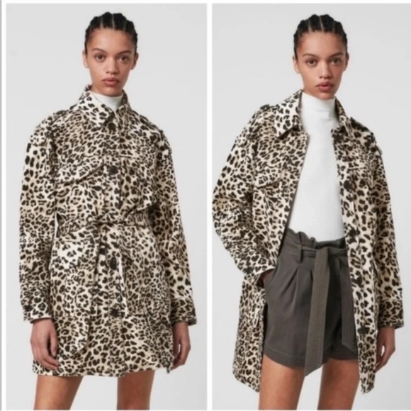 All Saints Leo leopard denim jacket - Picture 2 of 11